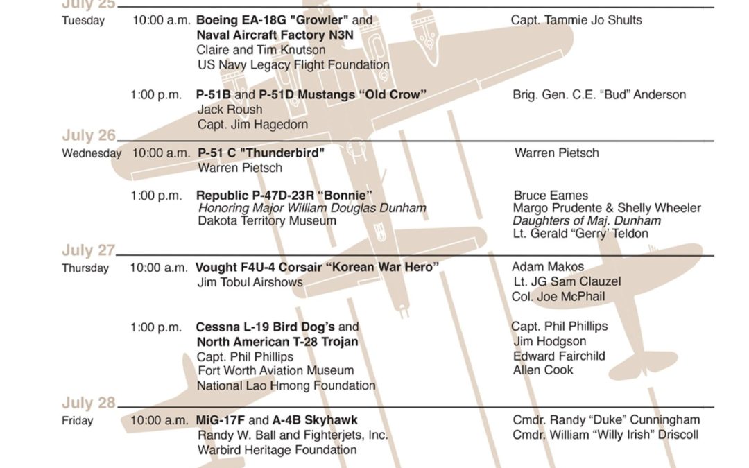 WARBIRDS IN REVIEW 2023 SCHEDULE